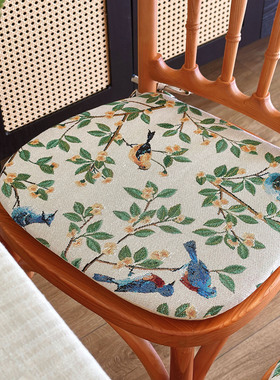 马蹄形椅子坐垫鹦鹉椅垫美式高级感花鸟氛围座垫加厚餐椅防滑垫子