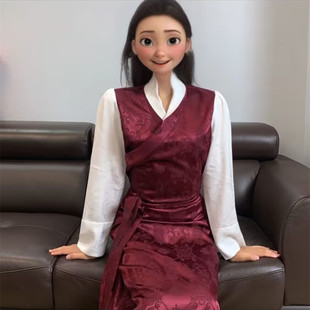 藏族服装女新款博拉裙西藏服少数民族舞蹈长裙藏装服饰藏式演出服