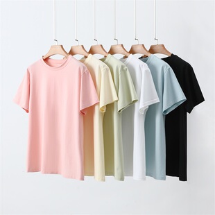 高品质冰瓷面料低饱和度色宽松大版圆领短袖春夏T恤女上衣bf潮流