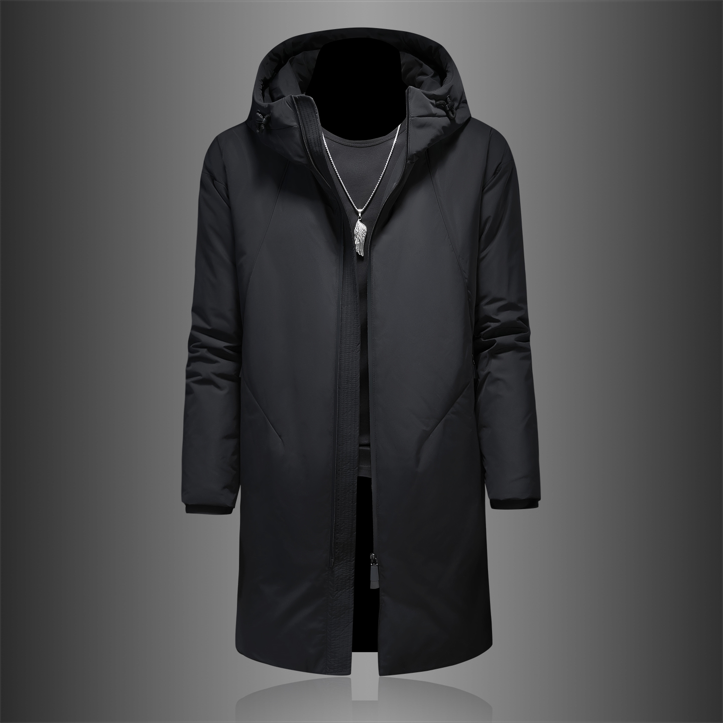 2025新款男士羽绒服连帽中长款商务90白鸭绒8668p345长期有货，男装羽绒服，钱塘721