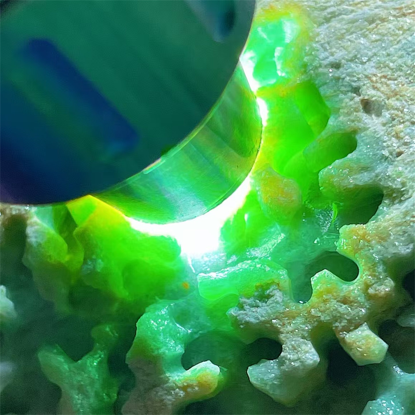 T12428 缅甸天然翡翠原石老坑木那场口开窗手镯料 重1.05公斤