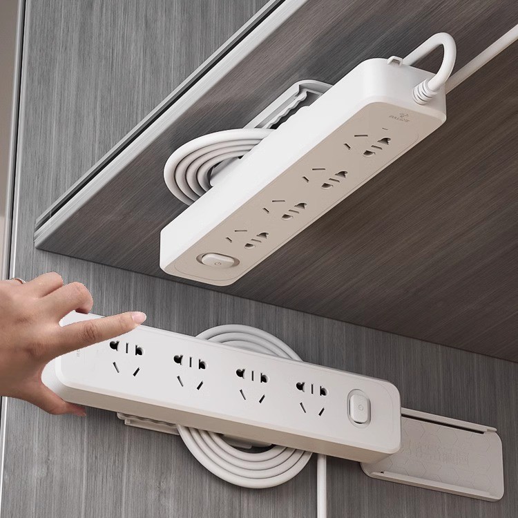 插座壁挂置物架插板插打孔线板收纳插排贴路由器免墙面固定器墙上
