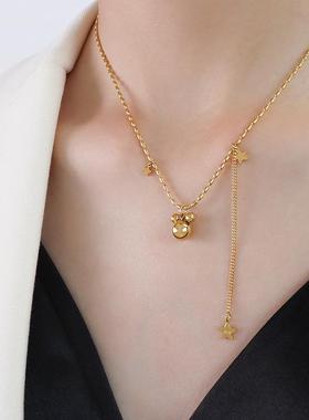 marka韩版小老鼠项链珠宝众首饰套装钛钢18k金手链女饰品米珠