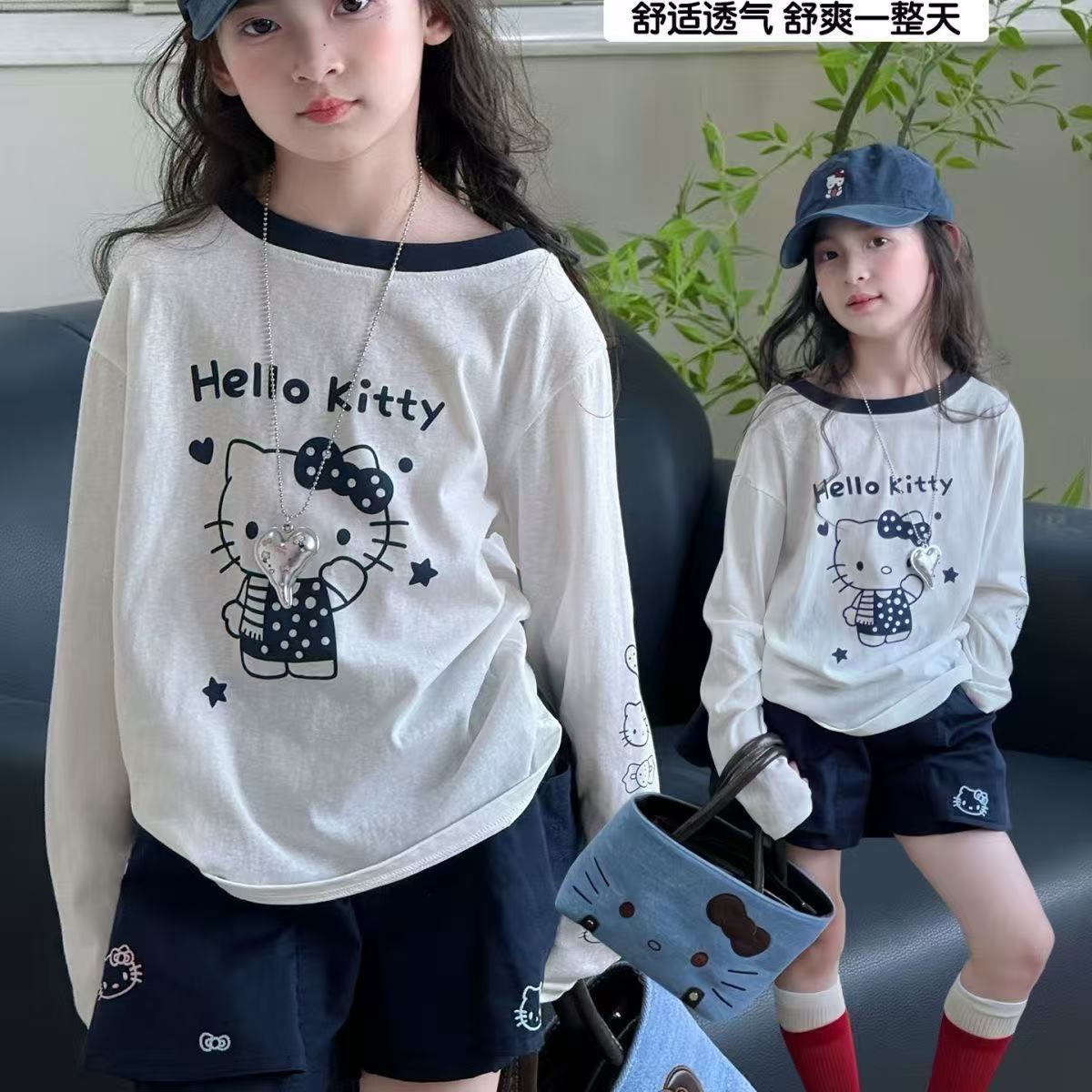 夏装女童薄款透气防晒长袖T恤图片