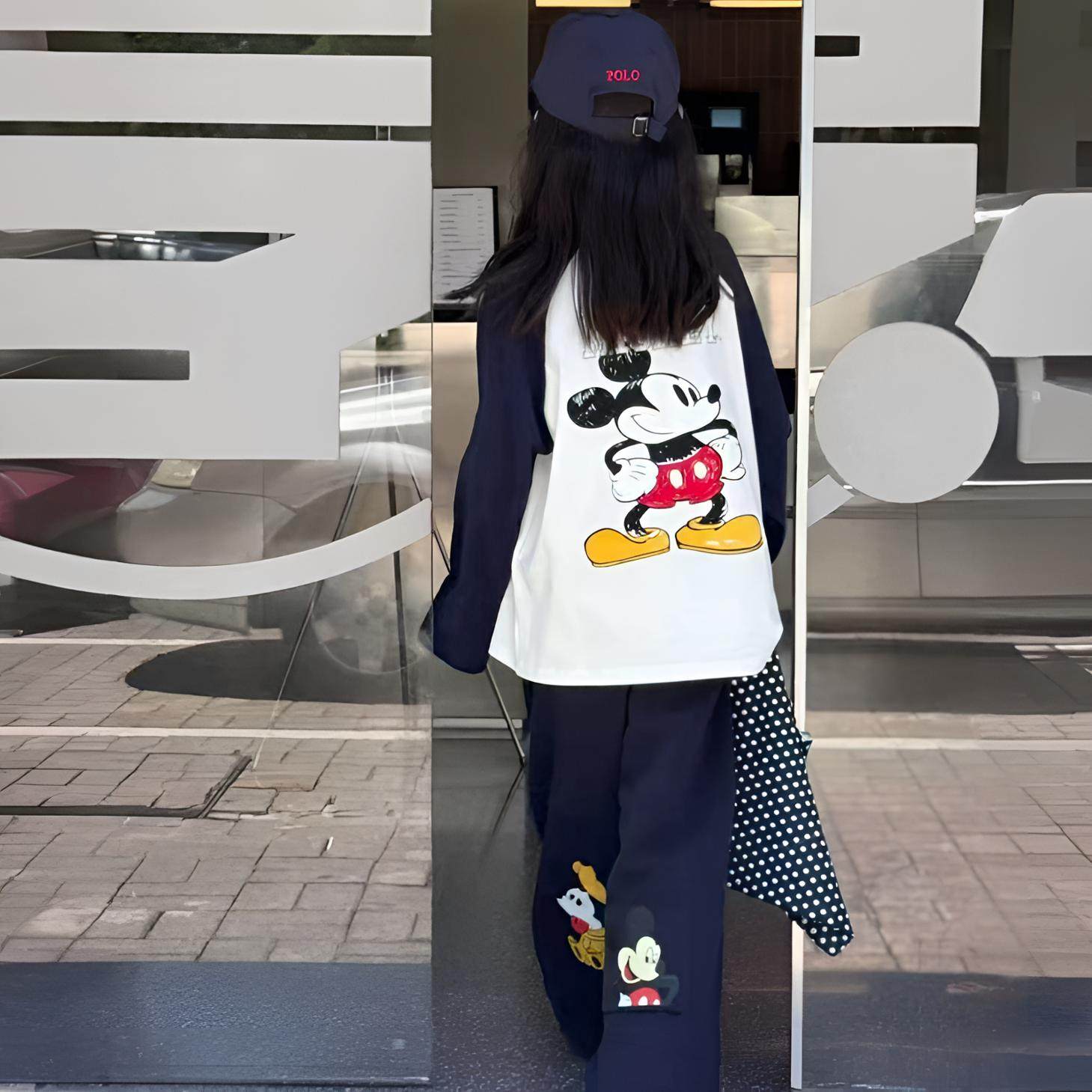 熙爱女童长袖T恤宽松洋气卡通2025秋冬米奇印花中大女童卫衣