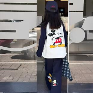 熙爱女童长袖T恤宽松洋气卡通2025秋冬米奇印花中大女童卫衣