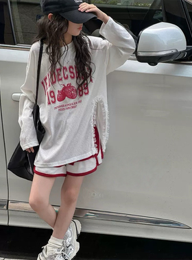 熙爱2025夏季新款蕾丝拼接防晒宽松洋气休闲长T恤时髦空调衫25218