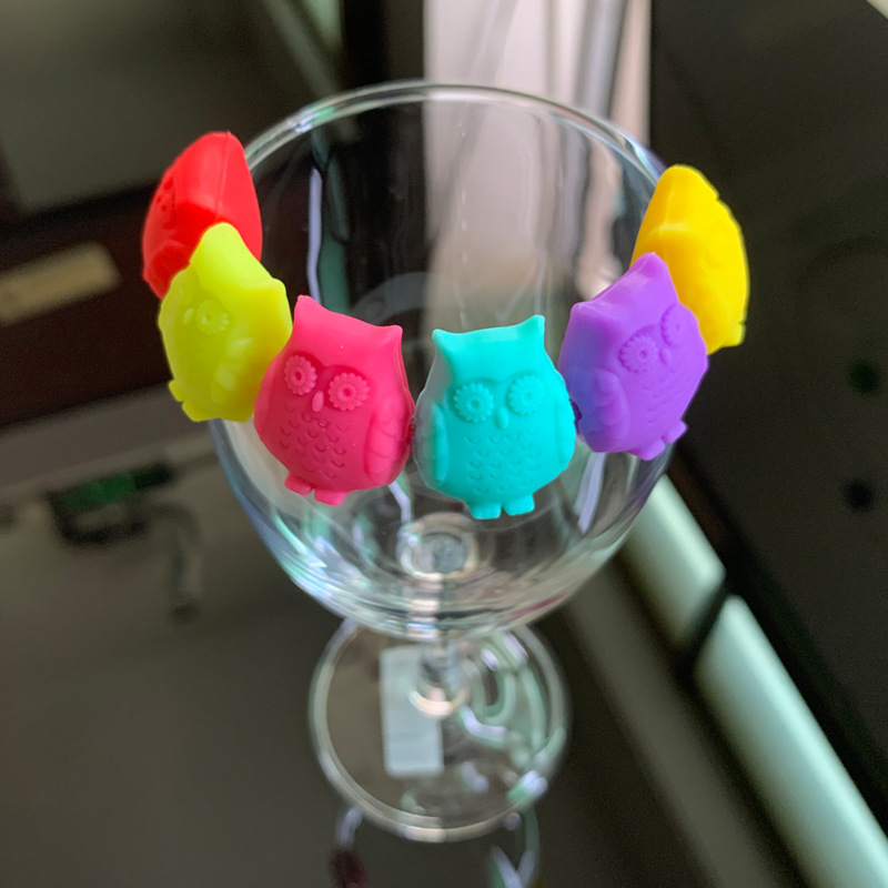猫头鹰手指酒杯标记酒签聚会派对硅胶杯子识别区分器鸡尾酒OTOTO