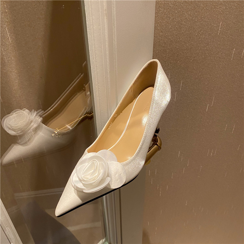 尖头细跟套脚高跟鞋婚鞋纯色现货35-40
