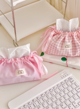 抽绳纸巾袋收纳袋｜ins风抽纸袋纸巾盒家居单品小清新纸巾装饰袋