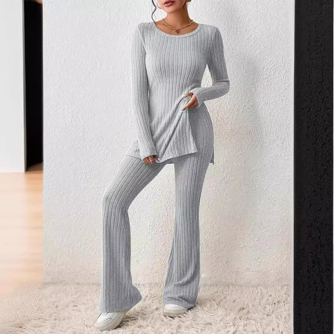 Womens solid color casual slim fit home wear suit