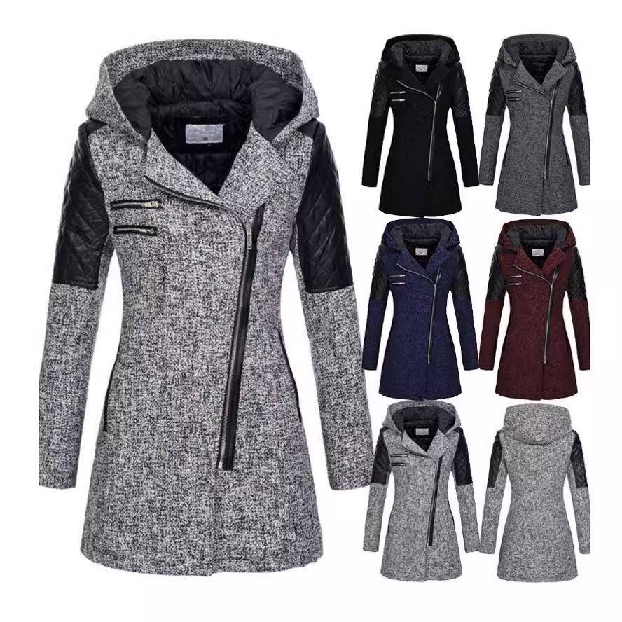 autumn inclined winter long outwear jacket female coat