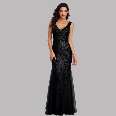 Mermaid evening dress long formal prom sequin party dress