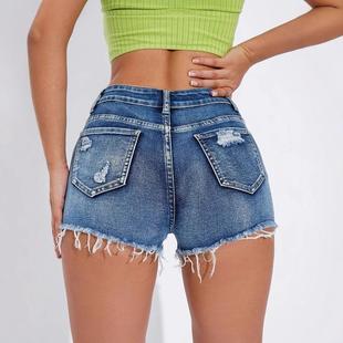 vintage pants broken trend tassel female streetwear jeans