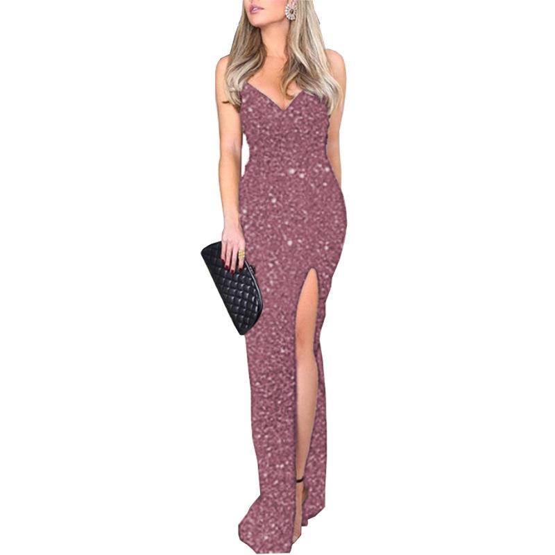 female dress evening waist high sexy dress suspender V-neck