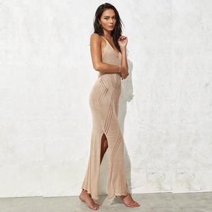 knitted holiday bikini dress suspenders beach women long