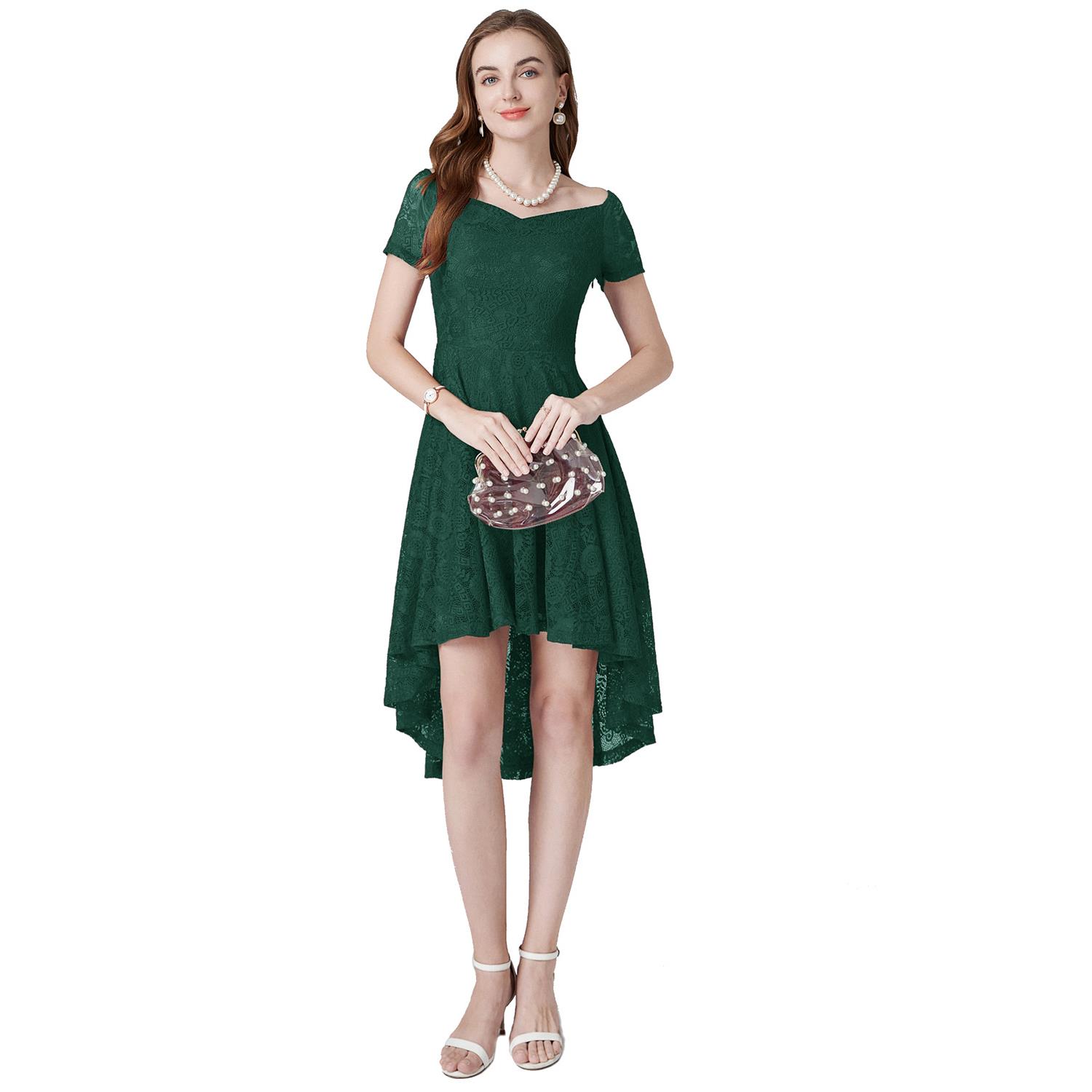 Womens V-neck one-shoulder swallowtail dress multi-color