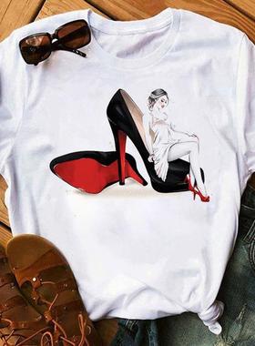 maycaur-womens high heel -shirt short-sleeved casual womens