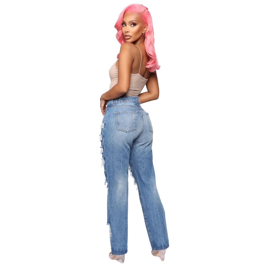 straight and personalized non-stretch ripped Fashionable
