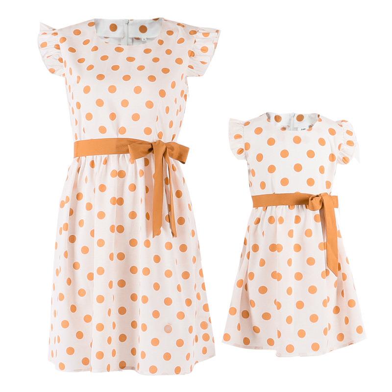 dress mother-daughter elegant and loose casual neck round