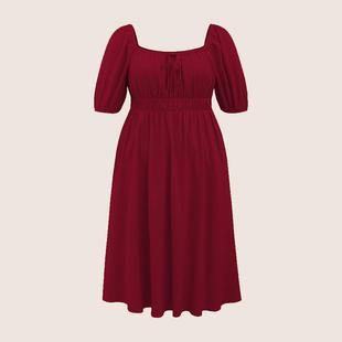 Square Neck Puff Plus Pocket Womens Sleeve Waist Size