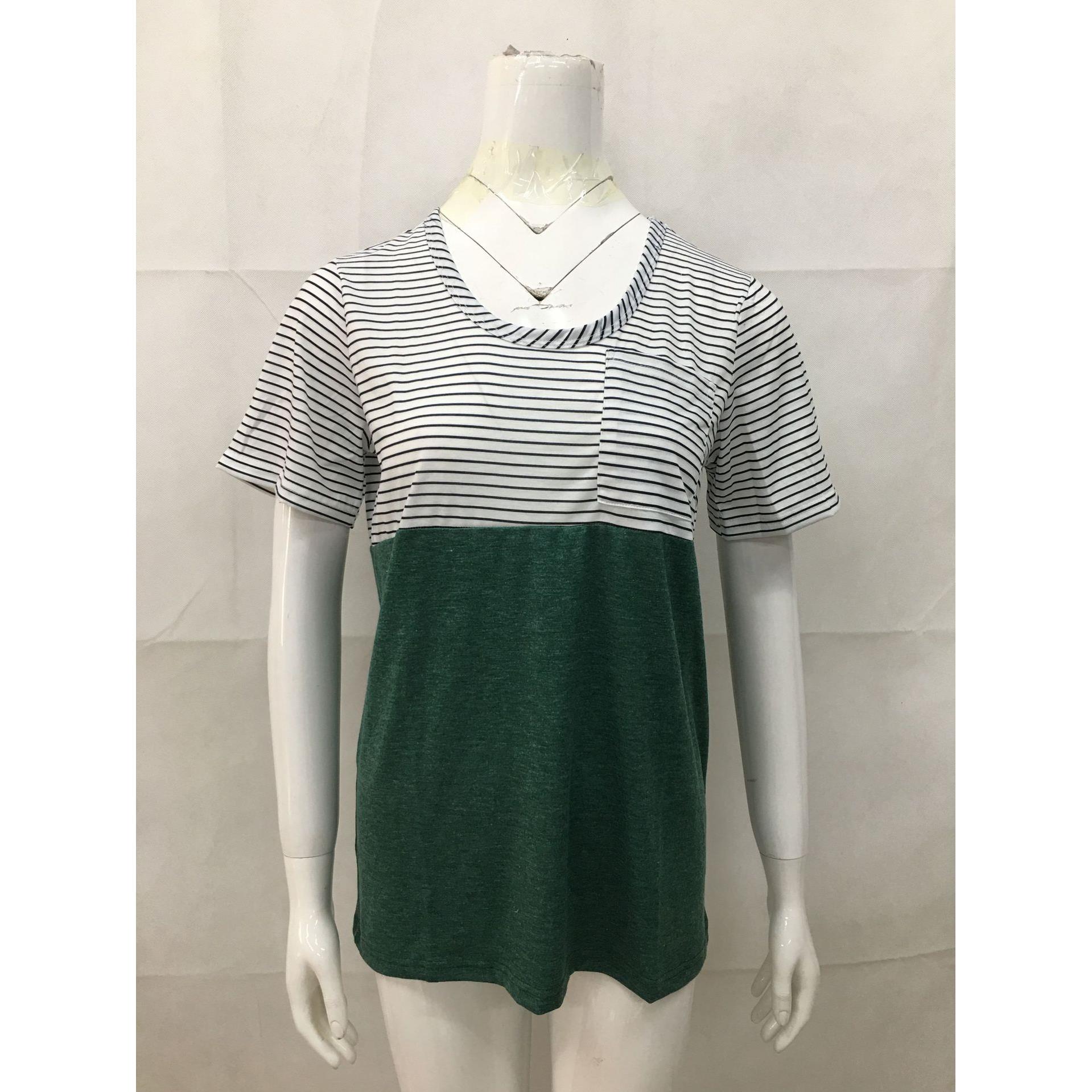 matching T-shirt womens tops color casual short-sleeved