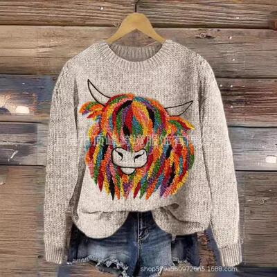 winter women pullovers round neck warm sweater long sleeves