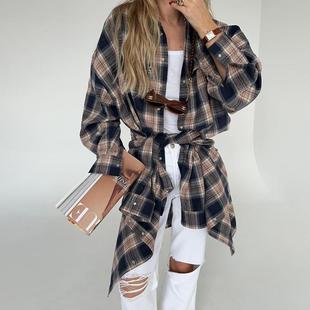 shirt classic shirt boyfriend plaid womens loose style