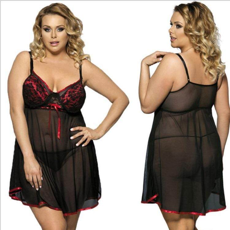 pajamas sexy nightdress size plus girl fat lace sexy size