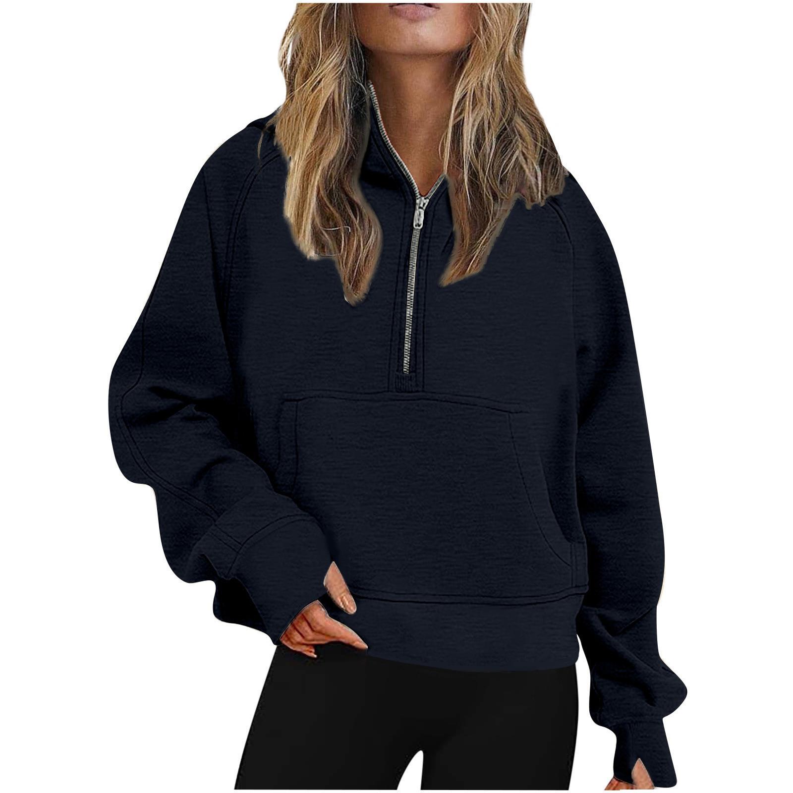 hooded sweatshirt loose sports half-zip suit fleece yoga