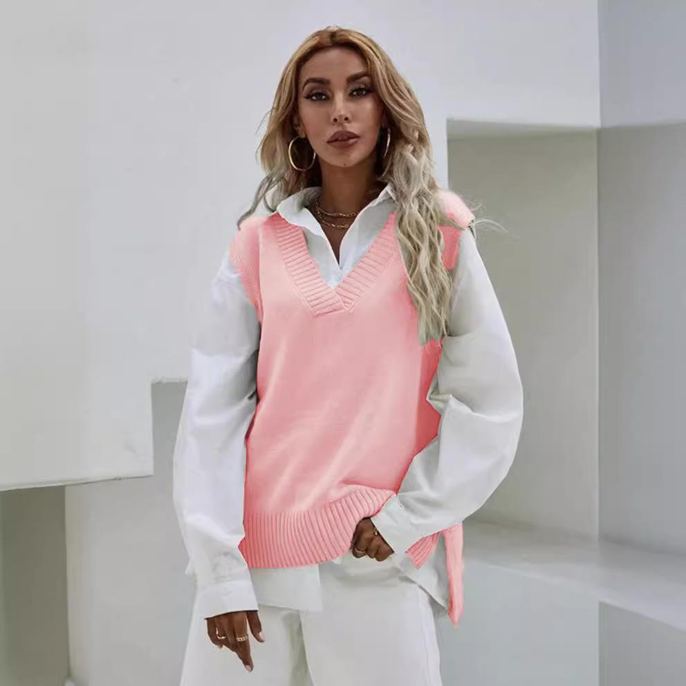 grey vest ladies sweaters pink for women fashion streetwear