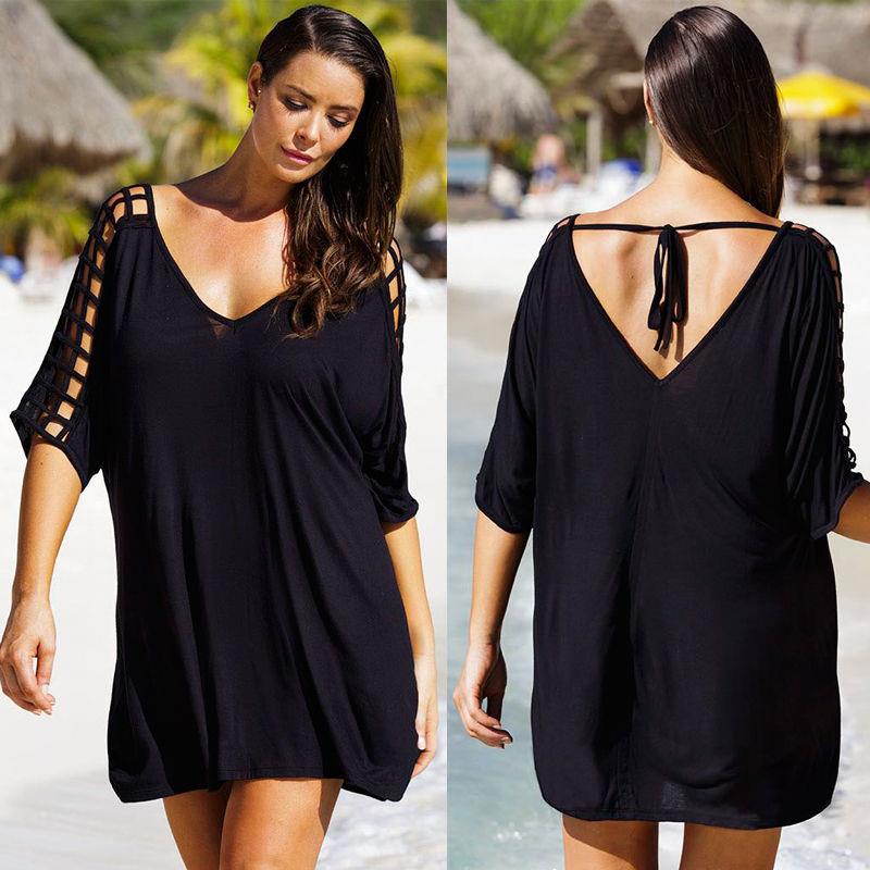 Dress Up Cover Dress Beach Loose Hollow Knitted Womens Size