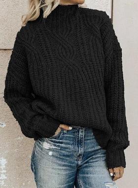 autumnwinter sweater layer base knit cable long neck turtle