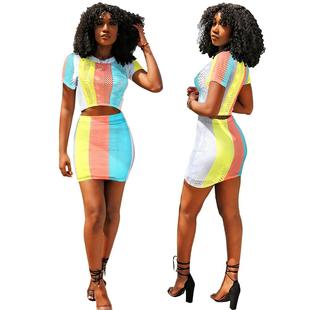 perspective contrast Womens suit color mesh hollow