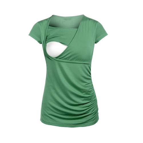 V-neck short-sleeved slim-fit maternity T-shirt nursing top
