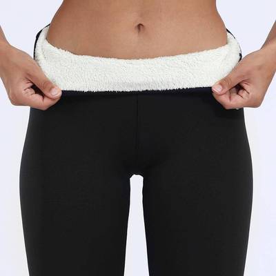 Large size lambskin thickened fleece tight warm pants