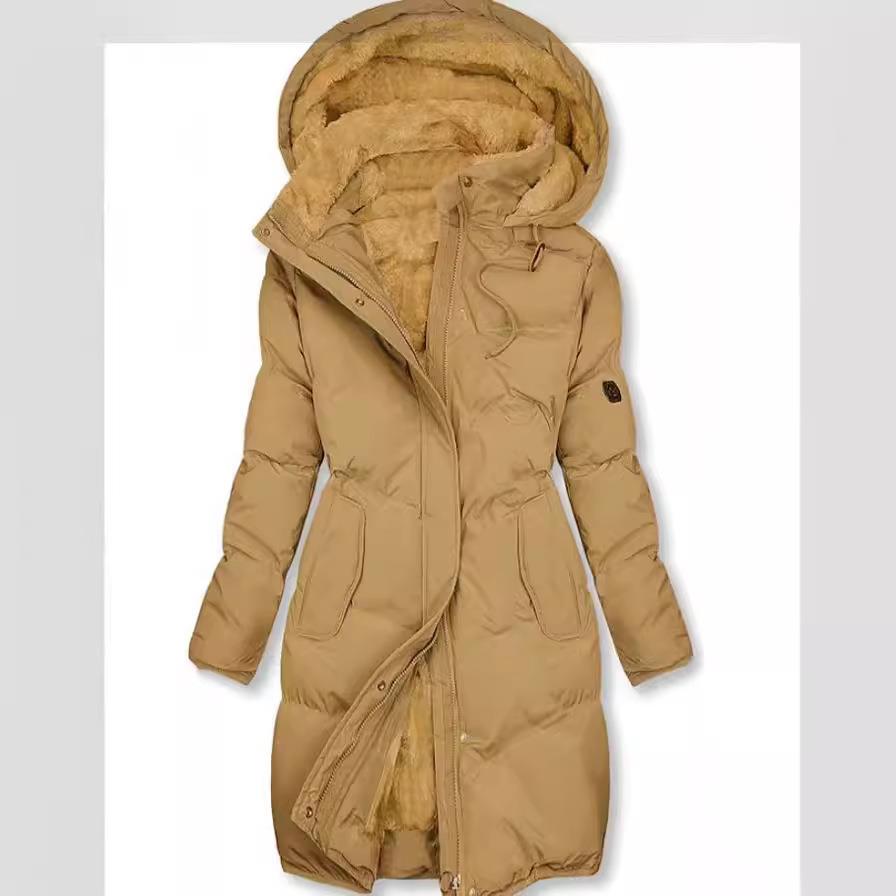 Women's coat with fleece collar and pockets