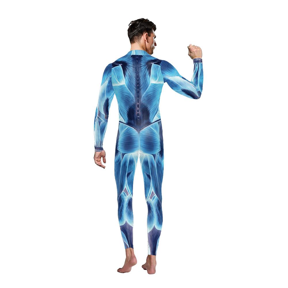 fashion new human muscles red jumpsuits anime costumes men