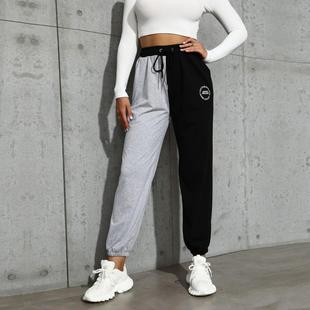 pants stitching drawstring point nine high contrast waist