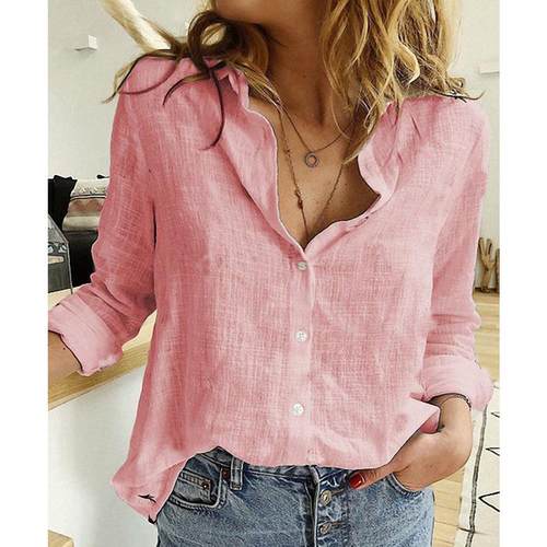 cotton linen shirts for women long sleeves casual new tops