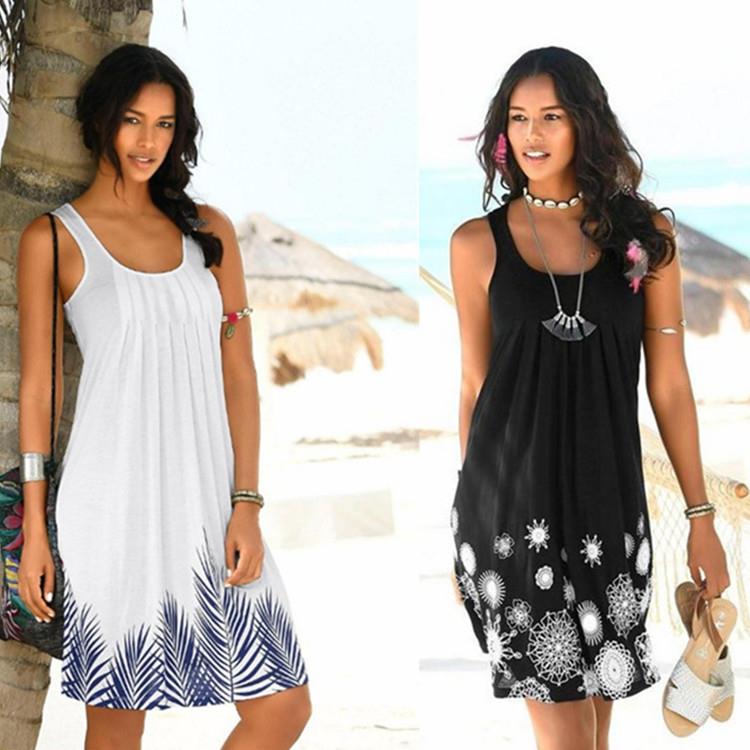 print dress women de sleeveless vestidos dresses female