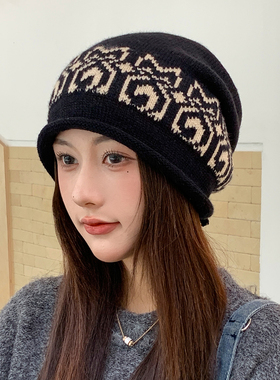 秋冬保暖护耳针织毛线帽女显脸小
