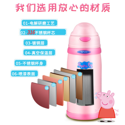 泰福高儿童保温杯带吸管两用宝宝水杯女防摔小学生幼儿园专用水壶