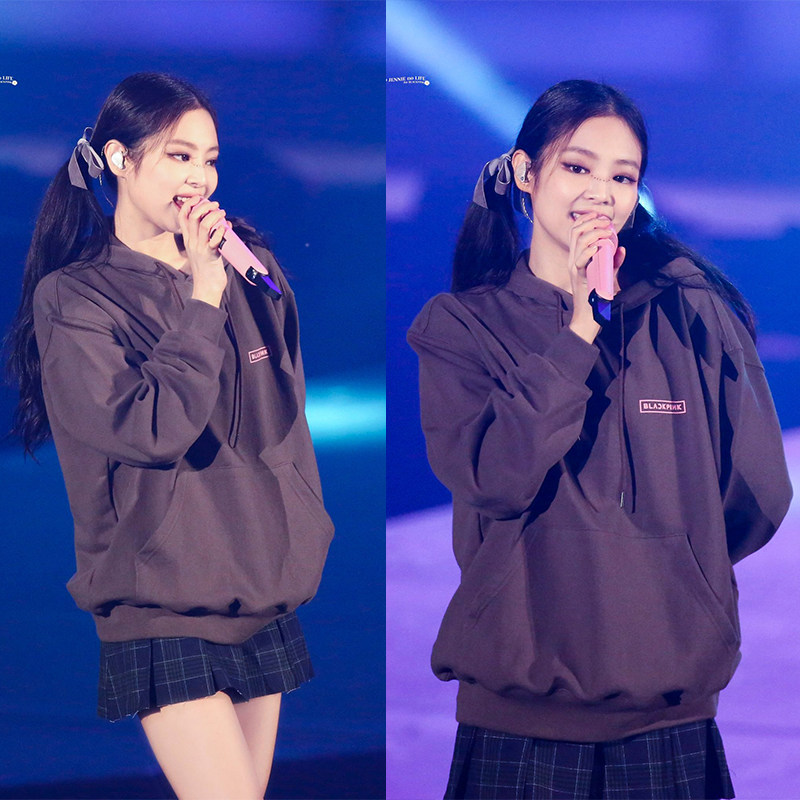 印花连帽卫衣宽松长袖口袋套头