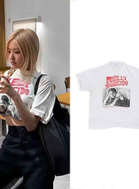 Rose朴彩英复古印花短款T恤纯棉简约短款百搭显高女高ins上衣
