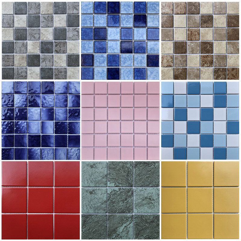 游泳池陶瓷马赛克拼图 蓝色地中海户外酒店鱼池景观池瓷砖地砖