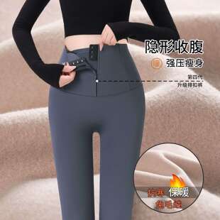 排扣鲨鱼裤女外穿2025新款春秋薄绒打底裤收腹提臀束腰瑜伽芭比裤