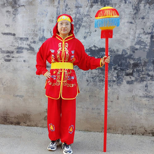 红黄彩色舞龙引龙珠魔法球棒道具