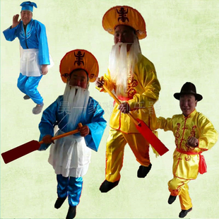 成人划旱船赶毛驴衣服渔夫翁帽子服装店小二茶衣秧歌表演社火道具