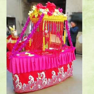 扭秧歌旱船采莲船花轿彩船小推车灯红社火节日喜庆表演出道具全套